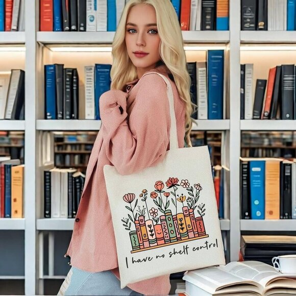 Funny Book Lovers Canvas Tote Bag for Women Reader Gift Casual Carryall - Picture 4 of 8